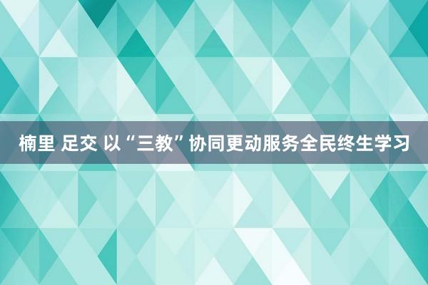 楠里 足交 以“三教”协同更动服务全民终生学习